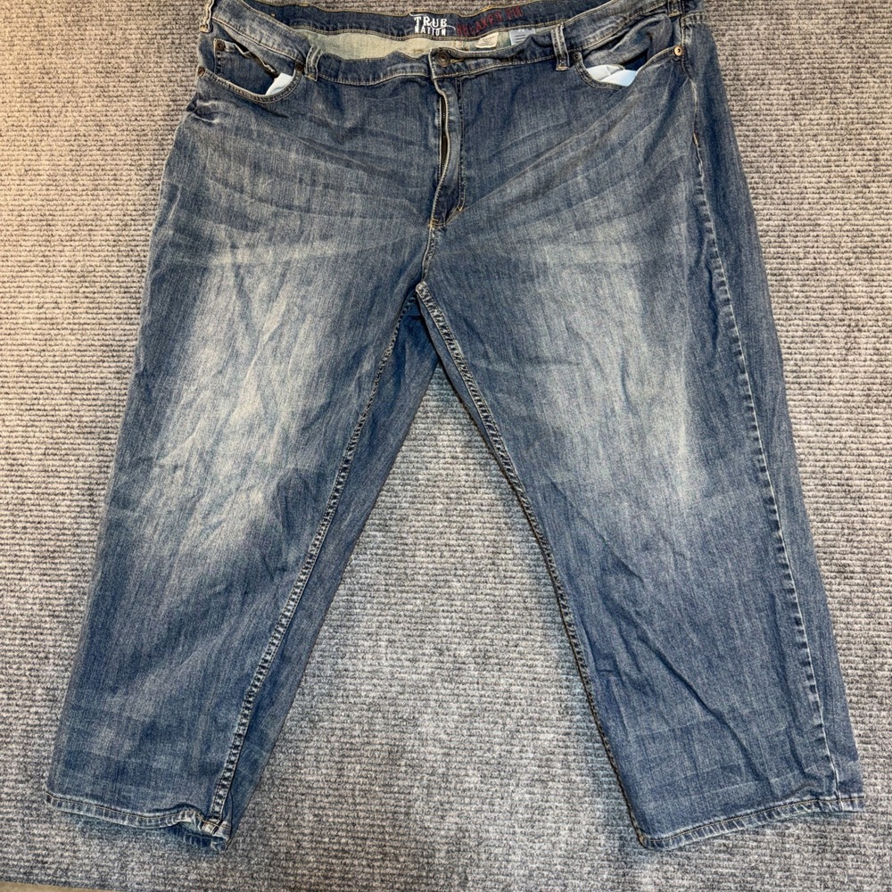 True Nation Mens Relaxed Fit Jeans Medium Wash Size 54x28 Cotton Denim Stretch